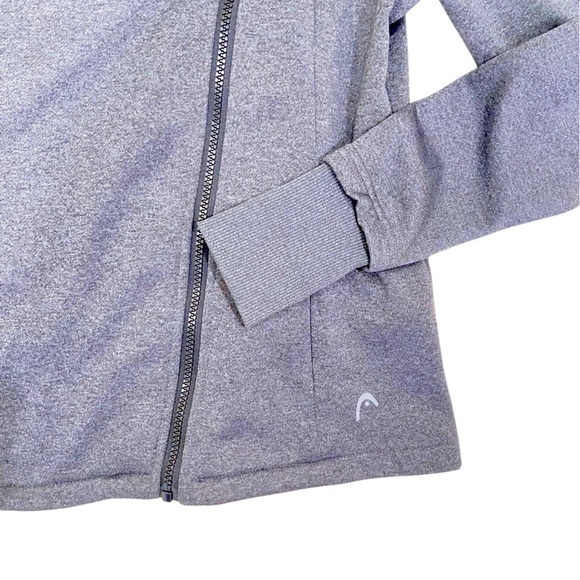 Head charcoal gray zip up big collar athletic jacket zippered pockets size small - Picture 5 of 11